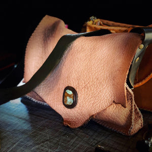 Leather Satchel Bison with Turquoise set in Leather Bezel