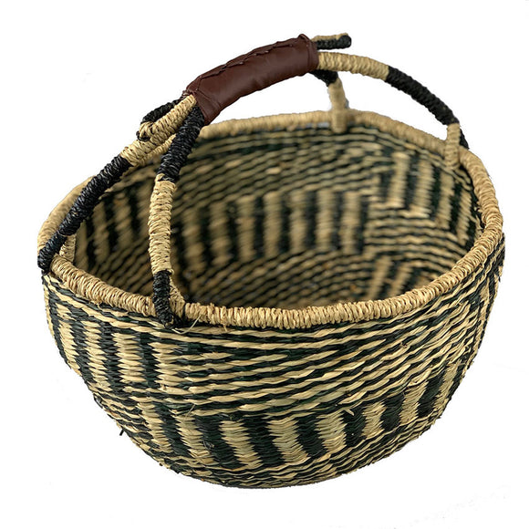 Handwoven Seagrass Market Basket Black & Natural